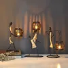 Vintage Candle Houders Woondecoratie Metalen Mensen Model Candelabros Decoratieve Creatieve Candlestick Party Bruiloft Centerpics 210310