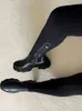 أحذية مسطحة أحذية برقبة سميكة وحيد للخريف والشتاء تسمح بمرور الهواء من الحياكة للسيدات أحذية عالية للفخذين 2021 أحذية برقبة مستديرة للفخذين قابلة للتمدد H1116