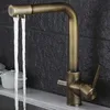 Kitchen Faucets AZETA Drinking Water Faucet Gold Brass Sink Tap 360 Rotate 3 Way Purification Mixer AT7208G