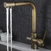 Кухонные краны AZETA Питьевая водяная крана для питьевой воды Gold Brash Tap 360 Поворот 3-х способы очистки очистки AT7208G