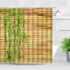 Green Bamboo Shower Curtains Black Stone White Candle Zen Garden Scenery Home Wall Decor Bathroom Fabric Bath Curtain With Hooks 211116