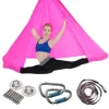 Latest 4m Elastic Aerial Yoga Hammock Swing Anti-gravity Flying Yoga Inversion Belts for Pilates Training Body Shaping Full Set Q0219