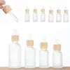10ml 15ml 20ml 30ml 50ml Frost Glass Dropper Bottle Empty Liquid Dropper Vials for Cosmetic Perfume with Imitated Wooden Lids