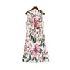 カジュアルドレス2021ファッション花柄プリント夏のドレス女性ノースリーブOネック高品質ミニパーティーカサールビーチボホ