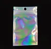 100 pcs Resealable Smell Proof Bags Foil Pouch Bag Flat laser color Packaging Bag for Party Favor Food Storage Holographic Color