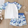 Verão 2 peça bebê criança menino adorável tartaruga impressão tee e shorts set kids short-manga camiseta roupas 210528