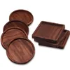 Venda Por Atacado Coasters De Madeira Negro Noz copo tapete tigela pad café chá tapetes de chá de jantar placas de jantar casa cozinha bar ferramentas 8.8cm