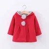 冬の秋の赤ちゃんガールズコート長袖3Dウサギの耳ファッションカジュアルなパーカー子供服子供の上着211204