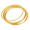 2mm 6pcs New Gold Indian Bangles Africa Jewelry Yellow Color Hand Chain Dubai Bangles for Women Wedding Gifts Q0719