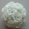 Flores decorativas grinaldas de luxo branco artificial rosa flor de seda bola pendurado beijando bolas 30cm 12 Polegada diâmetro para casamento par6371638