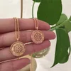 Pendant Necklaces High Quality Cute Short Necklace Gold And Rose Color Filligree Hollow Carving For Couple Gift