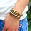 Charm Bracelets Wooden Beads Bracelet Handmade Weave Leather Sets Bangle For Men And Women Jewelry YP8509