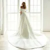 Günstige Einfache Neue Ankunft Satin Meerjungfrau Brautkleider mit abnehmbarer Zug aus Schulter Bridal Kleid Brautkleid Vestido de Noiva