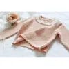 Baby Clothing Set Two Girls Suit Knit 0-2 Year Old Cotton Long Sleeve Blouse + Lotus Leaf Shorts 210702
