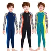 Children's Swimsuit Boys One-piece Long-sleeved Sunscreen Swimwear Students Swimming Training Snorkeling Surfing Suit