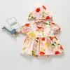 Printemps bébé fille body Floral manches courtes combinaison avec casquette né Style mignon enfants vêtements E27 210610