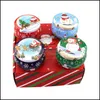Other Festive Party Supplies Home & Garden Cute Tinplate Christmas Santa Snowman Elk Print Candy Tea Aromatherapy Candle Jar Colorf Xmas Gif