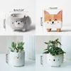 Strongwell Succulent Ceramic Flowerpot Hedgehog Puppy Cute Animal Flower Pot Creative Mini Garden Bedroom Desktop Birthday Gift 210615