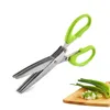 Rostfritt stål 5 lager kökssackor matlagningsverktyg tillbehör knivar sushi strimlad scallion lök klippa ört 5-lager kryddor sax dh7566