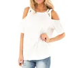 Blusas femininas Camisas Verão Moda Sólido Off Blusa Casual Senhoras Sexy O-pescoço Loose Tee Tops Feminino Manga Curta Blusas Pullov