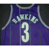 CHEN37 RARO GAME usou Wedn Hersey Hawkins Jersey S-6xl CoA Parish 96 Authentic College Basketball Jersey ou personalizado qualquer nome ou número de camisa