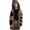 Teenager and Kids Sweater Girls Cardigan Baby Autumn Coat Children Tops Buttons England Style Black Khaki,#6474 211106
