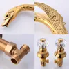 Luxury Soild Brass Gold Faucet Bathroom Golden Swan Faucets Double Crystal Handle Three Hole Wash Basin Tap Mixer ELF1513G1