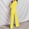 Two-Pieces Women Blazer Suit Sexy Elegant Woman Jacket And Trousers Female Pink Yellow Chic Outfit Office Ladies 211105