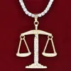 Balance Libra Scale Pendant Bling Rhinestone Crystal Men Hip Hop Necklace Punk Jewelry Street Rock9169251