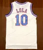 Navio de US Lola # 10 Tune Squad Squad Jam Basketball Jersey Filme Masculino All Stitched White Jerseys Tamanho S-3XL Qualidade superior