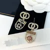 Fashion brand designer Charm earrings ladies diamond square pendant earring high quality with box