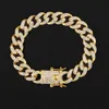 13MM 20CM Gold Plated Coffee Beans Link Chain Bracelets New Fashion Iced Out Rhinestoned Chains Wristband for Men HIP Hop Jewelry Accessories Gifts for Boyfriend