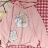 Joinyouth Hoodie Cartoon Print Hooded Rosa Coat Toppar Mode Fall Kläder Lös Japansk Söt Gullig Sweatshirt 210728