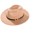 Imixlot nueva moda elegante cinturón de ala ancha hebilla Jazz Fedora sombreros mujeres hombres encanto Otoño Invierno al aire libre cálido sombrero de fieltro