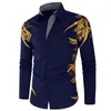 Men Shiny Floral Printed Shirts Men's Hipster Night Club Button Down Stylish Regular Slim Fit Long Sleeve Business Party Shir244H