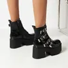 Boots Big Size 43 Autumn Spring Ankle Platform Chunky High Heels Gothic Punk 2021 Short Motorcycle Buckle Street Shoes