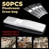 50PCS PVC Mushroom Spawn Grow Bag 15x50 / 15x35cm Substrate High Temp Pre Sealble Garden Supplies Grow Bags Drop 210615