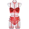 NXY Seksi Set ADULOTY kadın Erotik Iç Çamaşırı Altwire Yastıklı Asılı Boyun Sutyen Seti Kırmızı Güncelleme Jartiyer Kemer Tanga Sexy Lingerie Suit 1127