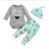 Katoen Gedrukt Pasgeboren Baby Jongens Meisjes Kleding Sets Winter Lange Mouw Body En Broek Hoed Casual Baby Meisjes Outfits D30 210309