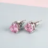Kvinnors Crystal Zircon Heart -formade Ear Studs örhängen för kvinnor Silver Color Geometry Earring Bijoux