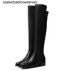 5050 Spring Winter Nieuw leren ronde hoofd middelste hak Black stikselshow dunne dames039S knie High Knight Boots7917104