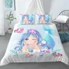 Sängkläder Ställ Crib Duvet Cover för Barn Barn Barn Barn PillowCase Cartoon Mermaid Edredones Niños Girls Princess Quilt Cover 210317