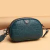 Women's Crocodile Pattern Soft Leather Wide Shoulder Strap Messenger Crossbody Handbags