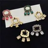 Orecchini pendenti con diamanti pieni, charm, cristalli, con doppia lettera, orecchini con sigillo in acciaio da donna, con confezione regalo