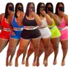 Solidny kolor Kobiety Dwa Piece Spodnie Swimsuit Stroje Letnie Projektant Moda Casual Sexy U Neck List Drukowane Kamizelki Spodenki Dwuczęściowe Zestawy XL-5XL 8506