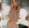 Evening dress women cloth Yousef aljasmi Puffy sleeve Short dress Crystals Tassel Kim kardashian Kylie jenner