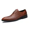 Heren Trouwschoenen Lace Up Oxford Lederen Krokodil Print Party Business Bruin Jurk Schoenen voor Mannen