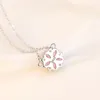 Pendant Necklaces Japanese Cherry Blossom Crystal Necklace Charm Women's Short Collarbone Chain Girl Birthday Party Jewelry Gift