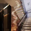 펜던트 램프 샹들리에 현대 및 간단한 듀플렉스 바닥 홀 램프 유행 노르딕 거실 빌라 나선형 계단 긴 매달려