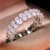 Anel de banda de noivado de casamento 925 esterlina prata pavimentar oval corte simulado diamante cocktail pedras preciosas para mulheres fina jóias 3 estilo